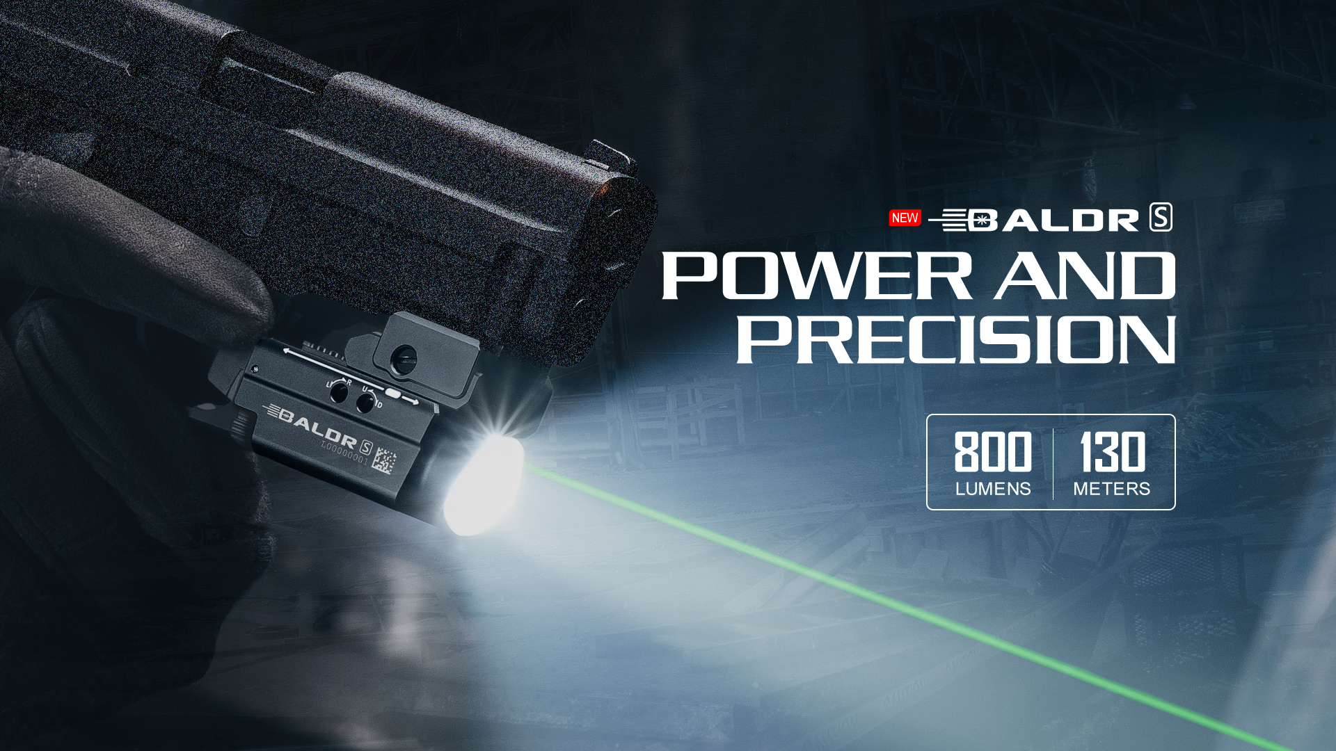 Olight Baldr S Tan 800 Lumen Pistol Flashlight with Green Laser